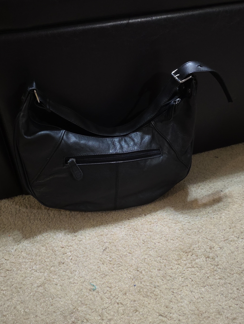 Black Leather Hobo Bag - Classic Women's Shoulder Bag